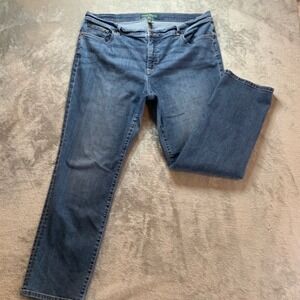 Lauren Ralph Lauren Jeans Co Womens 18W Medium Wash Straight Leg Denim Blue